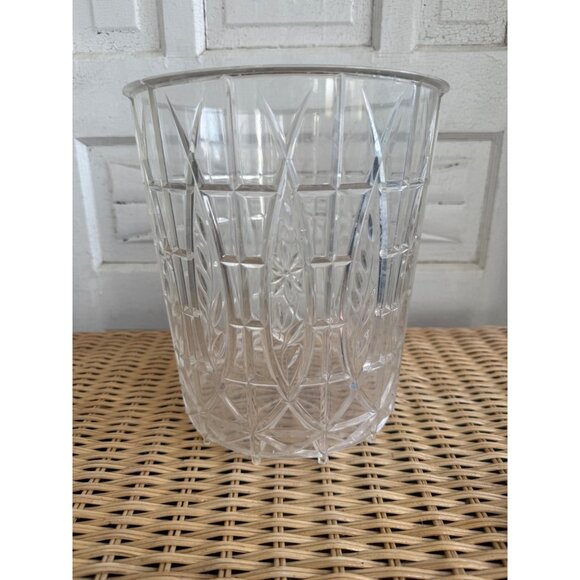Vintage MCM Clear Lucite Acrylic Floral Waste Basket Trash Can - Picture 13 of 13